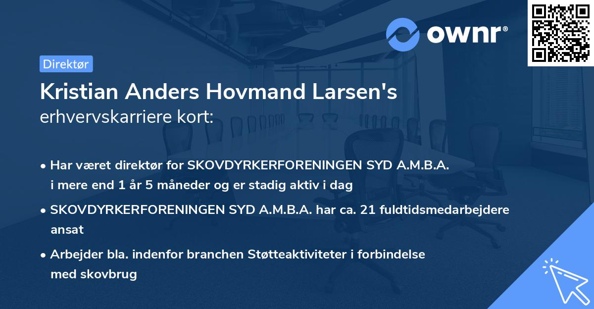 Kristian Anders Hovmand Larsen's erhvervskarriere kort