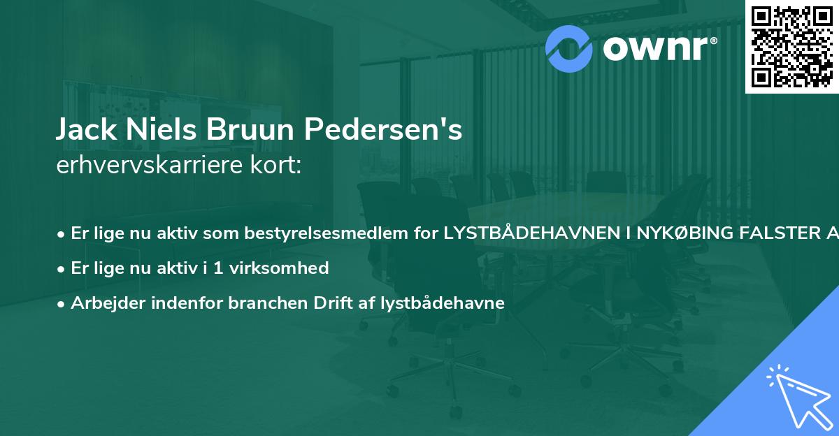 Jack Niels Bruun Pedersen's erhvervskarriere kort