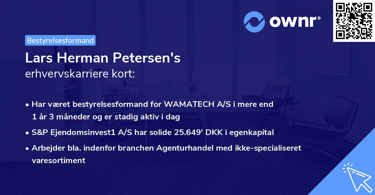Lars Herman Petersen's erhvervskarriere kort
