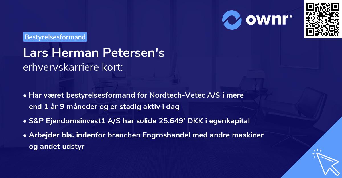Lars Herman Petersen's erhvervskarriere kort