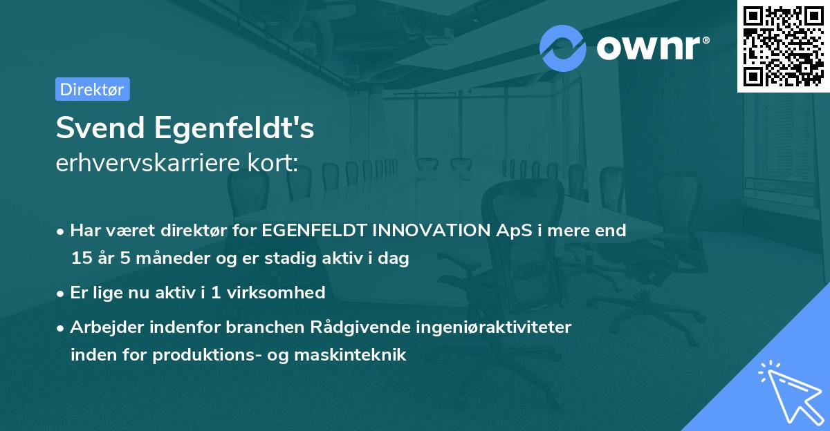 Svend Egenfeldt's erhvervskarriere kort