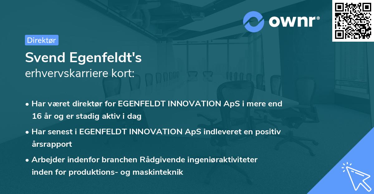 Svend Egenfeldt's erhvervskarriere kort
