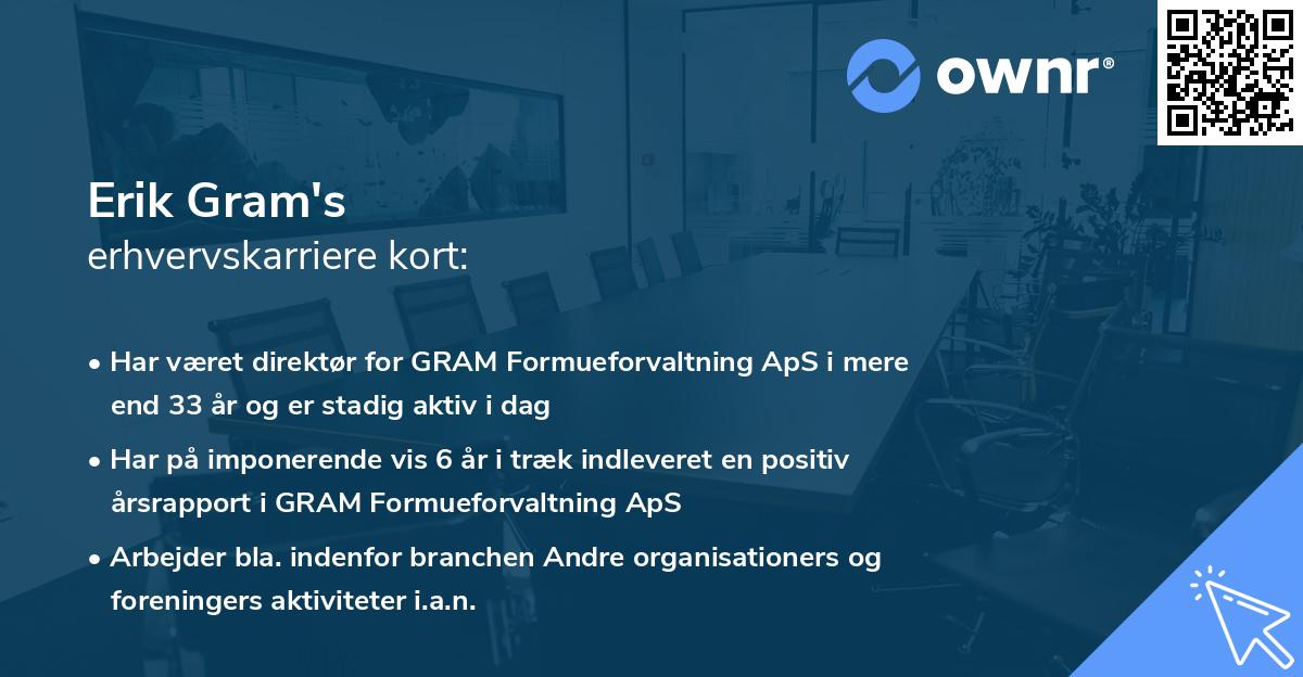 Erik Gram's erhvervskarriere kort