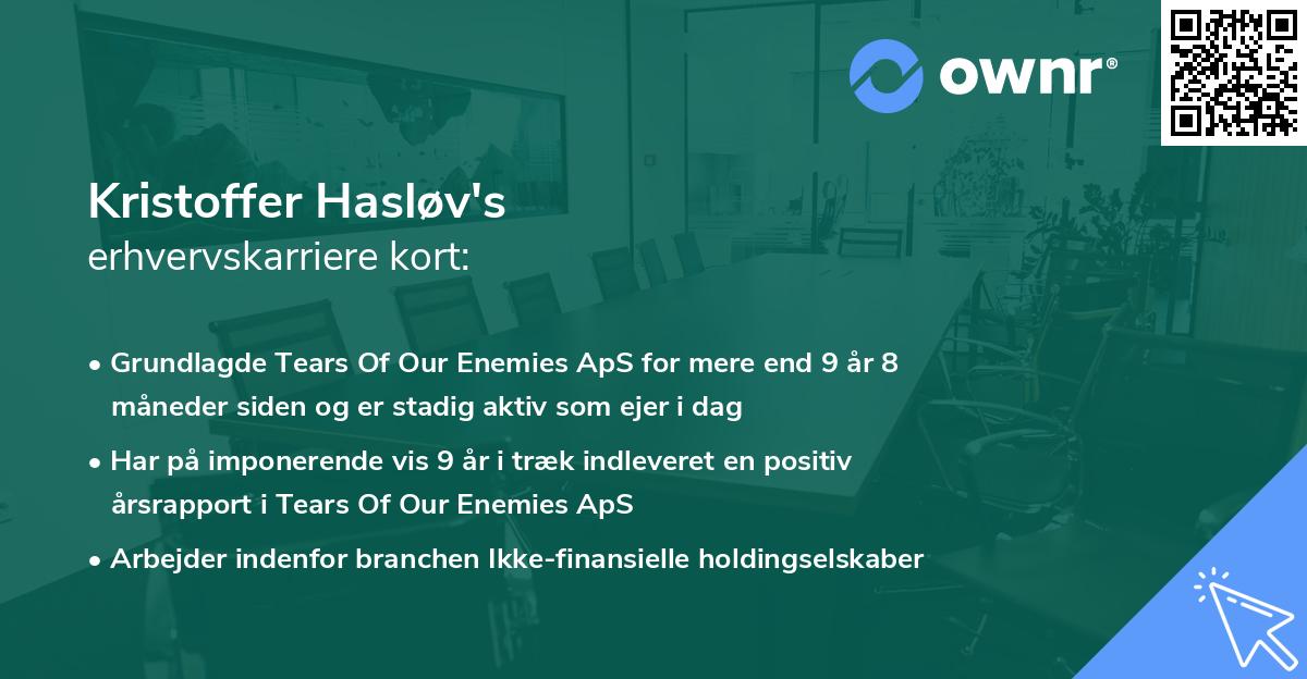 Kristoffer Hasløv's erhvervskarriere kort