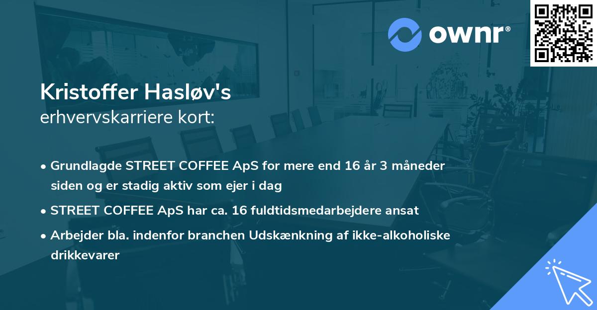 Kristoffer Hasløv's erhvervskarriere kort
