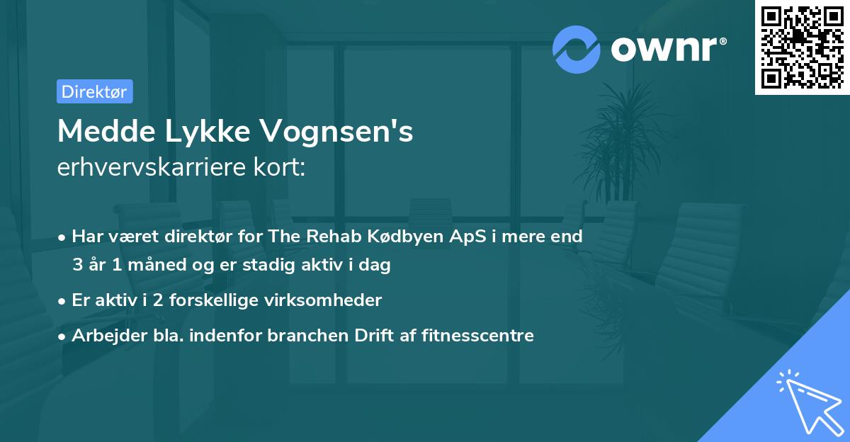 Medde Lykke Vognsen's erhvervskarriere kort