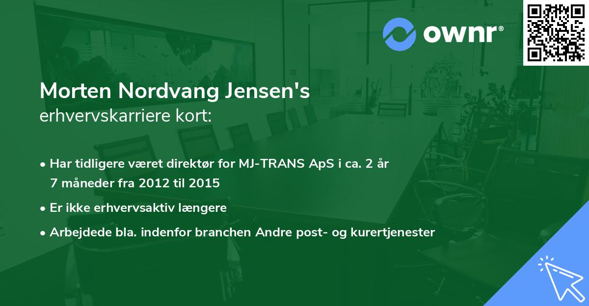 Morten Nordvang Jensen's erhvervskarriere kort