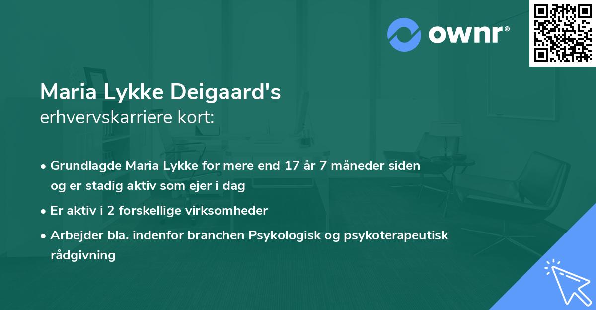 Maria Lykke Deigaard's erhvervskarriere kort