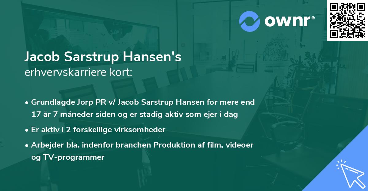 Jacob Sarstrup Hansen's erhvervskarriere kort