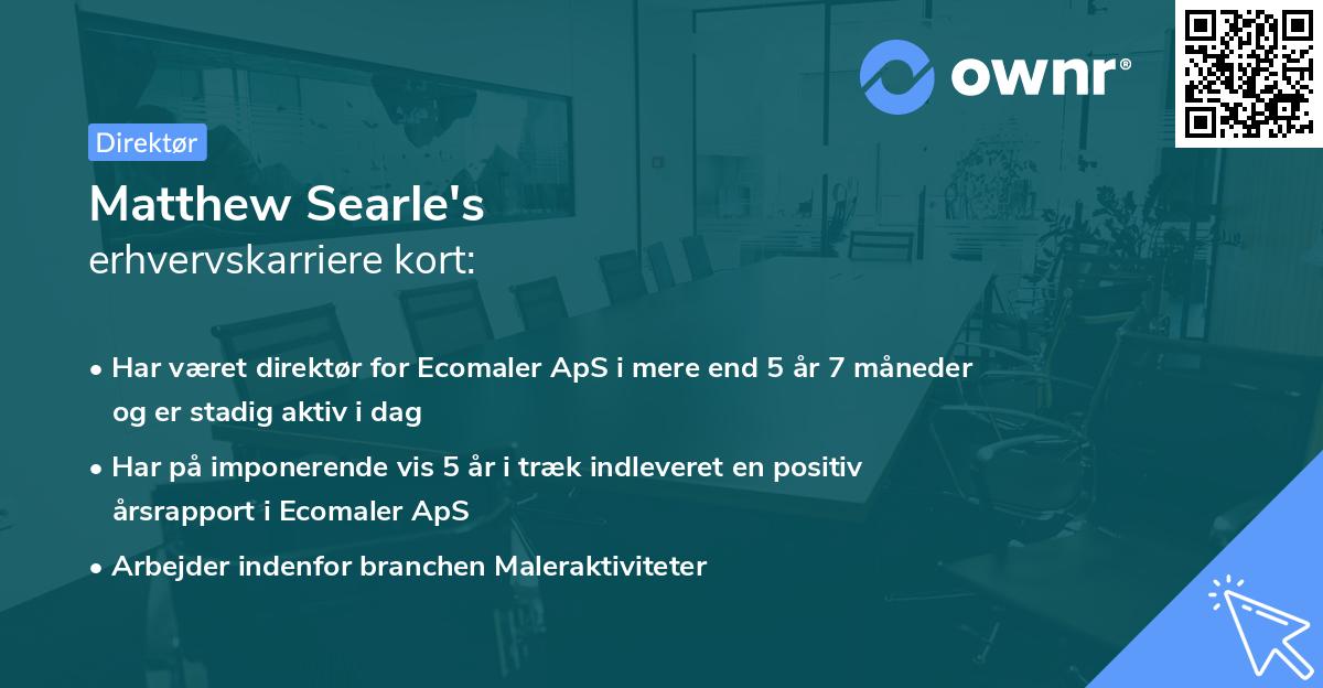 Matthew Searle's erhvervskarriere kort