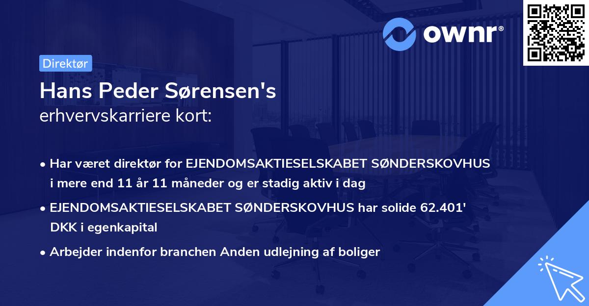 Hans Peder Sørensen's erhvervskarriere kort