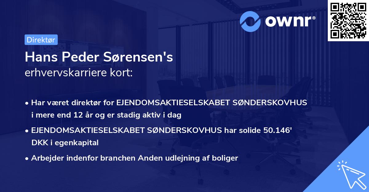 Hans Peder Sørensen's erhvervskarriere kort