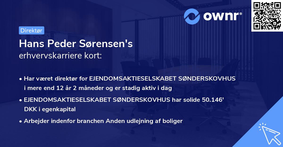 Hans Peder Sørensen's erhvervskarriere kort