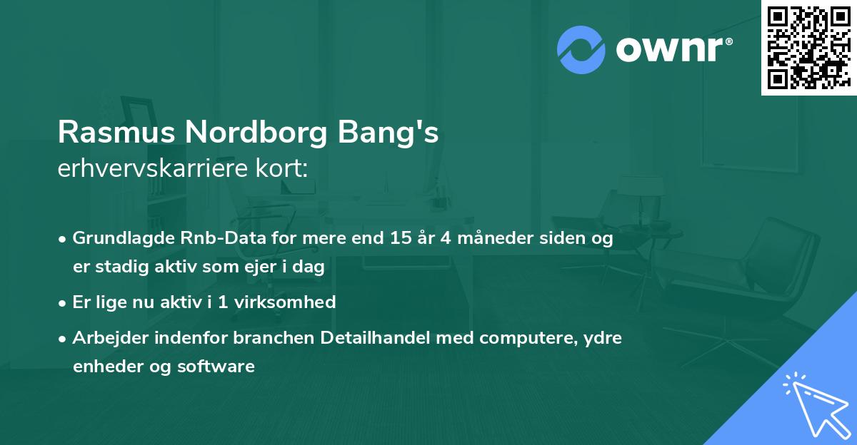 Rasmus Nordborg Bang's erhvervskarriere kort