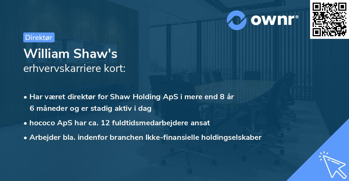 William Shaw's erhvervskarriere kort