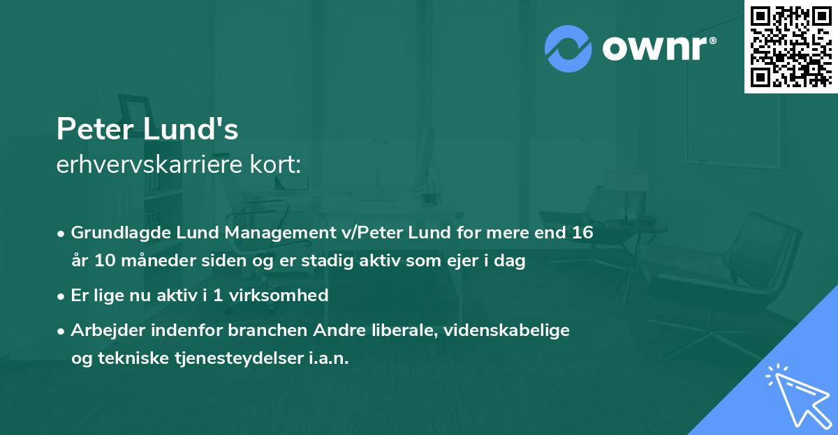 Peter Lund's erhvervskarriere kort