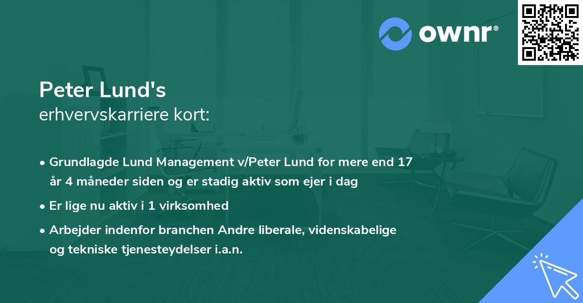 Peter Lund's erhvervskarriere kort