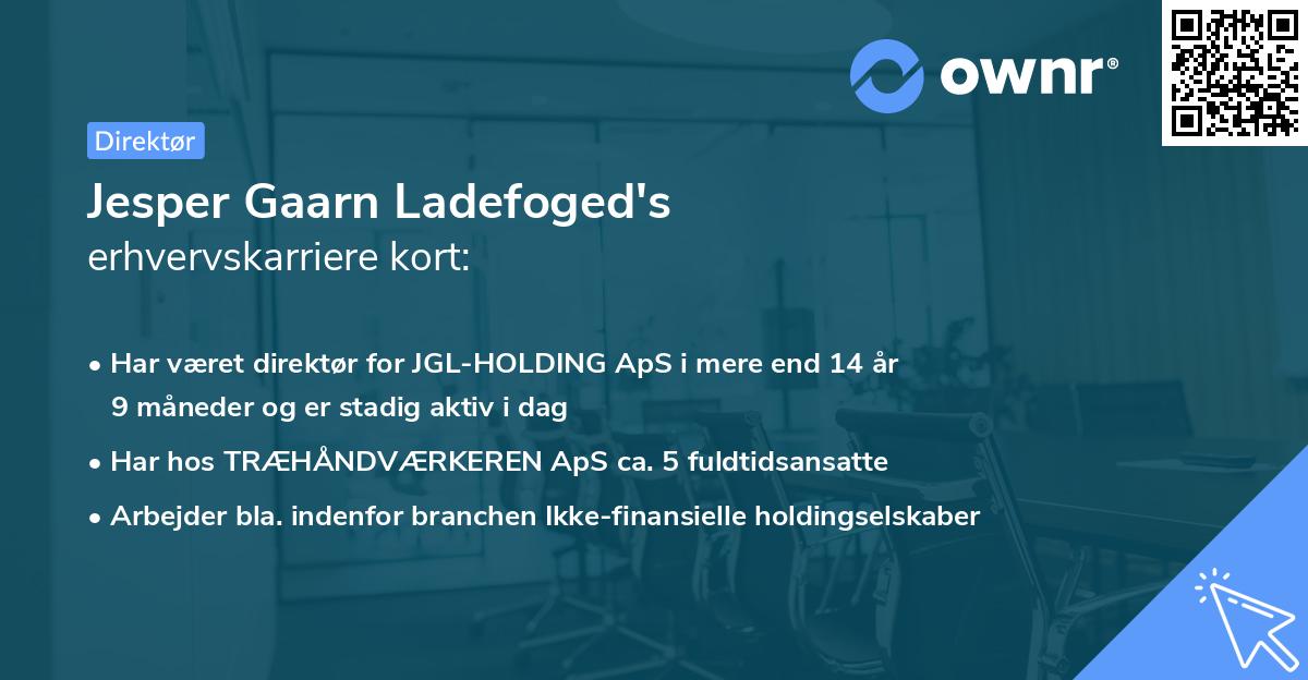 Jesper Gaarn Ladefoged's erhvervskarriere kort