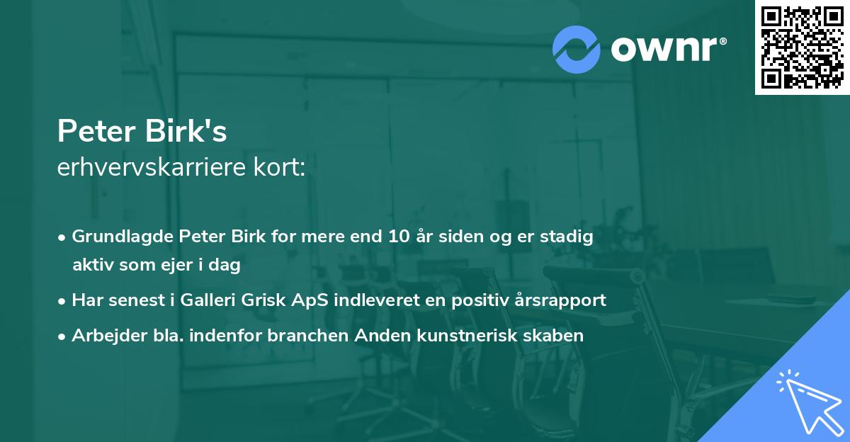 Peter Birk's erhvervskarriere kort