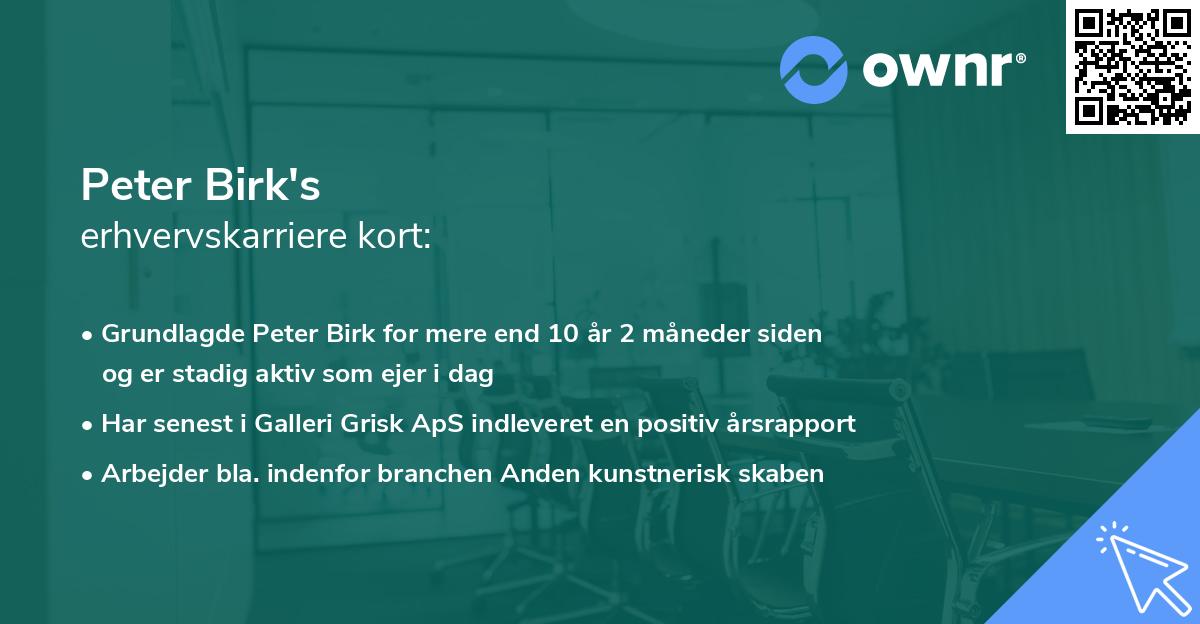 Peter Birk's erhvervskarriere kort