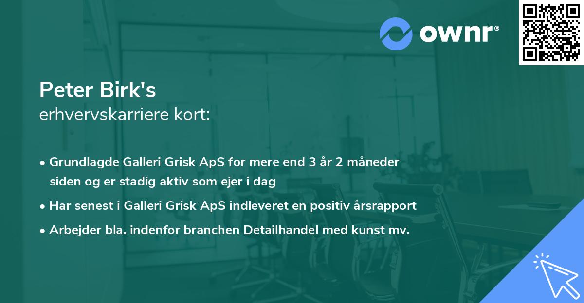 Peter Birk's erhvervskarriere kort