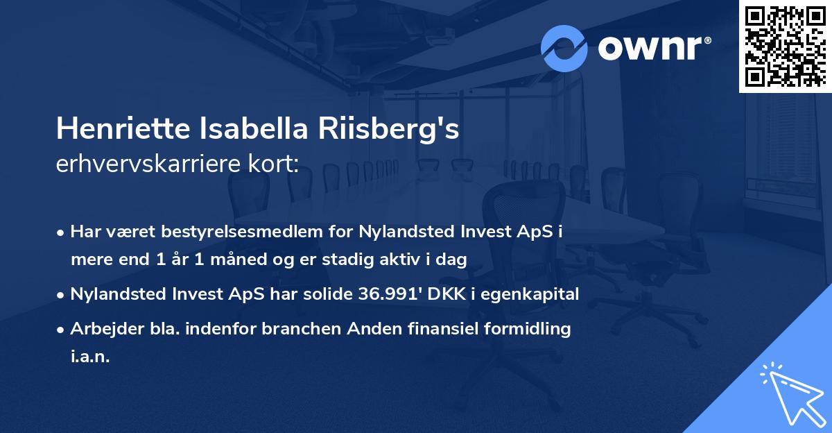 Henriette Isabella Riisberg's erhvervskarriere kort