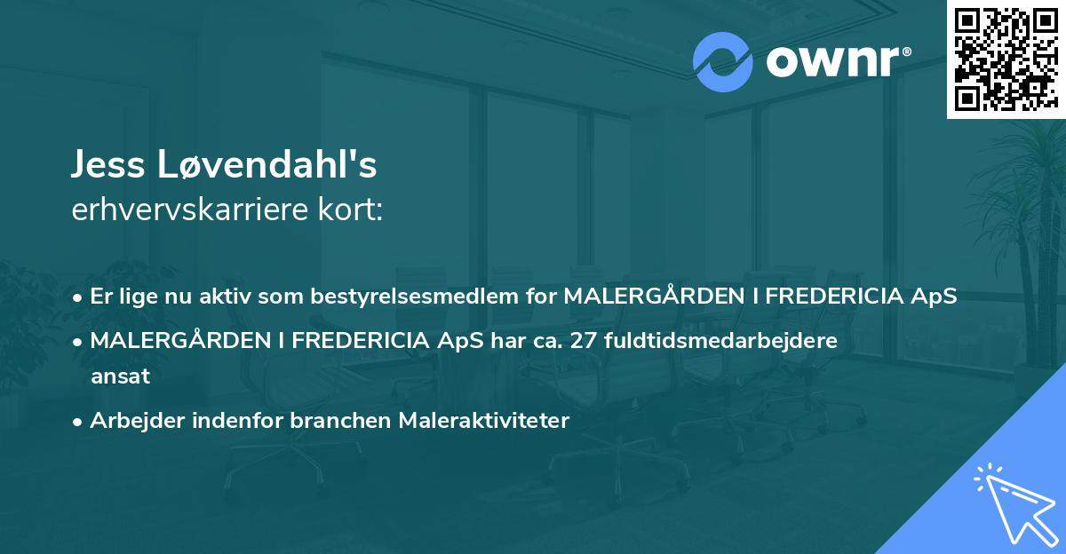 Jess Løvendahl's erhvervskarriere kort