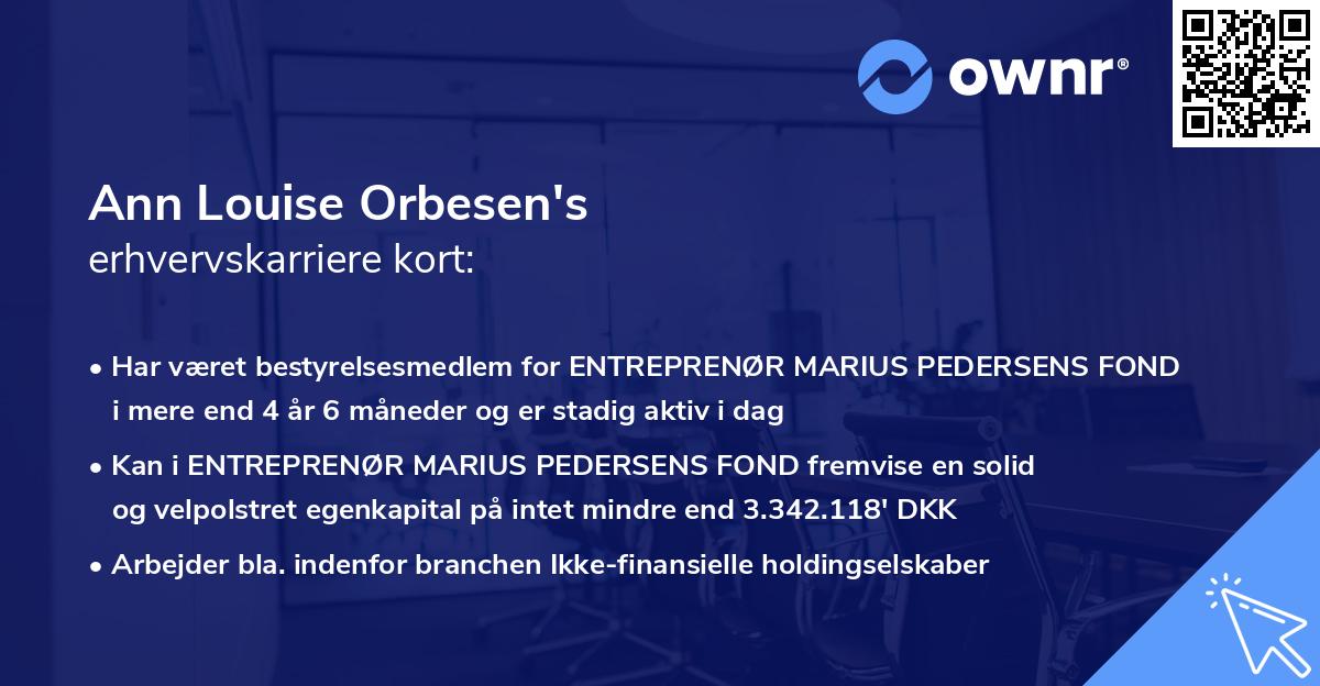 Ann Louise Orbesen's erhvervskarriere kort