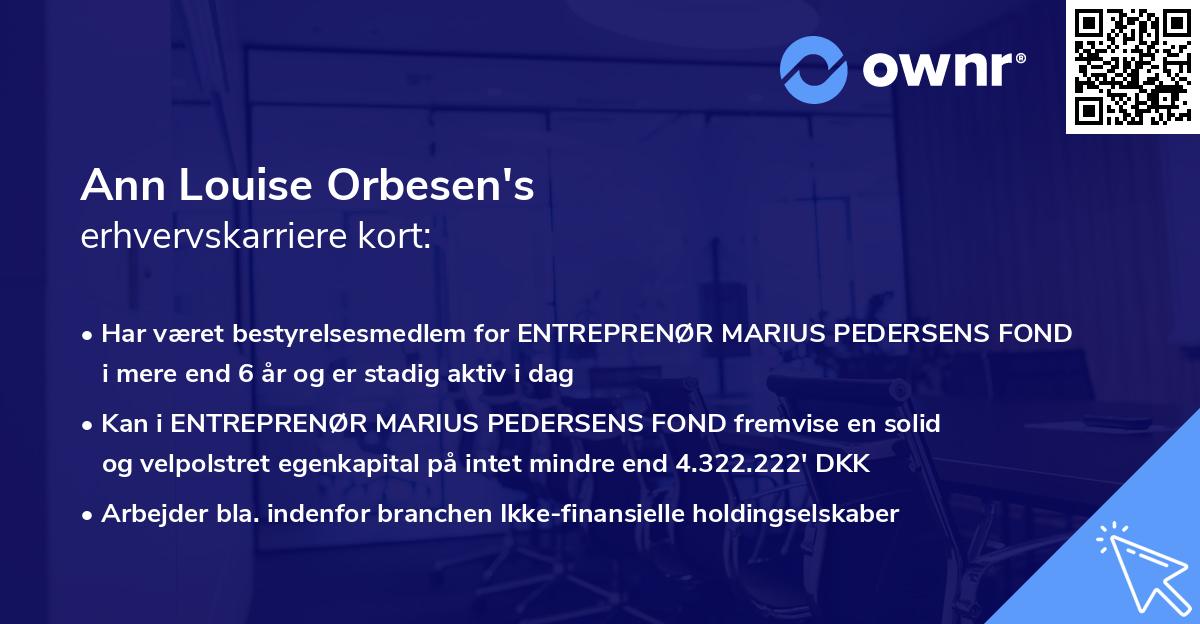 Ann Louise Orbesen's erhvervskarriere kort