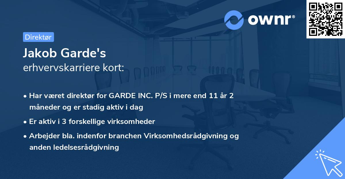 Jakob Garde's erhvervskarriere kort
