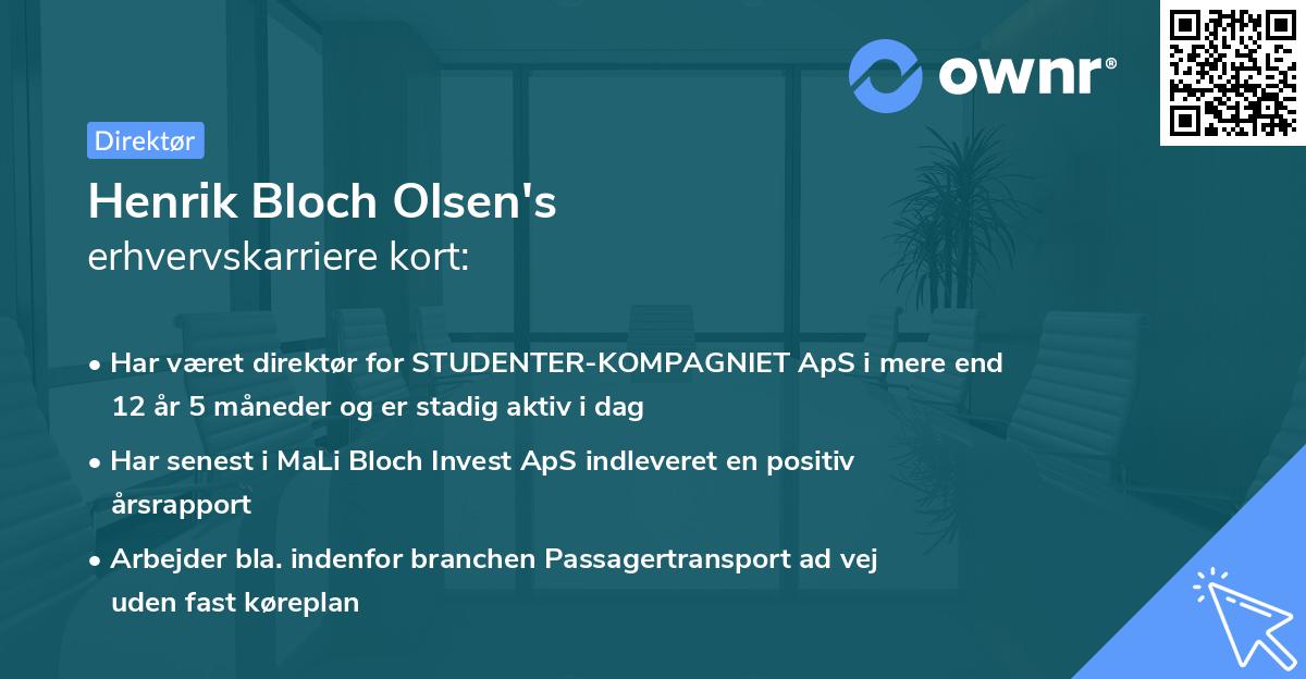 Henrik Bloch Olsen's erhvervskarriere kort