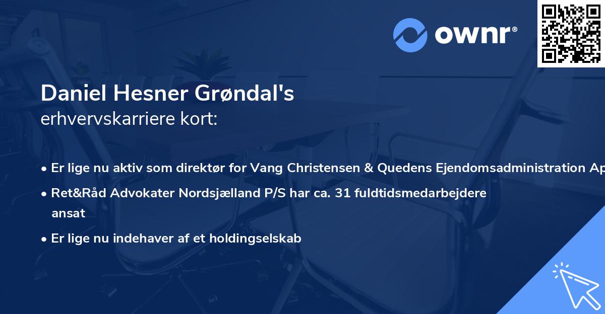 Daniel Hesner Grøndal's erhvervskarriere kort