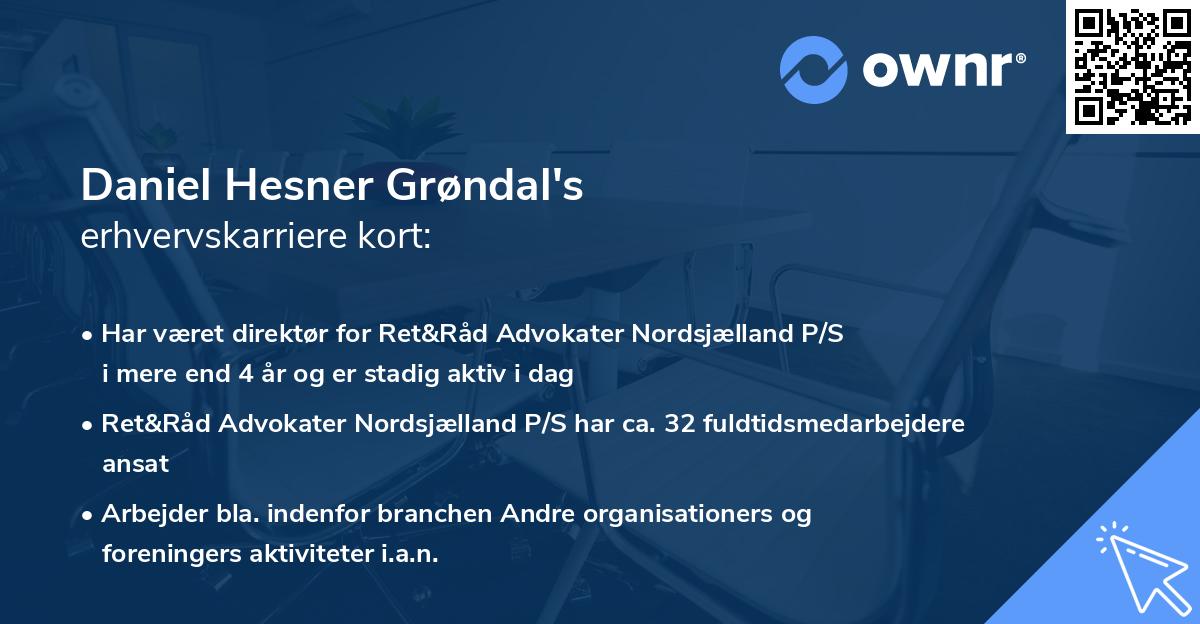 Daniel Hesner Grøndal's erhvervskarriere kort