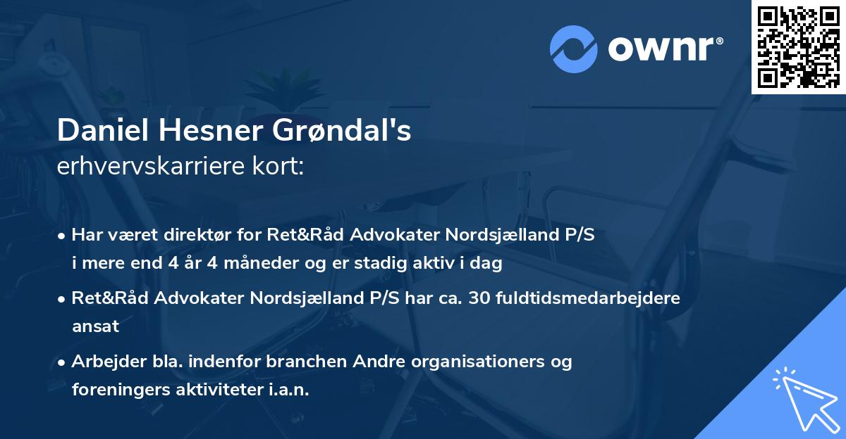 Daniel Hesner Grøndal's erhvervskarriere kort