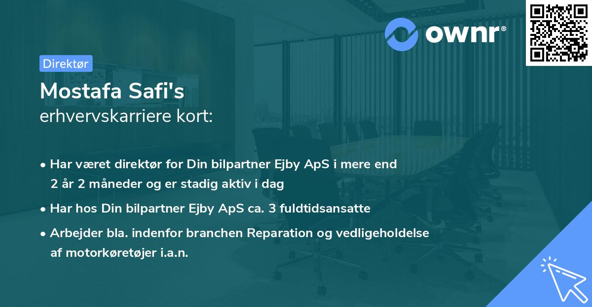 Mostafa Safi's erhvervskarriere kort