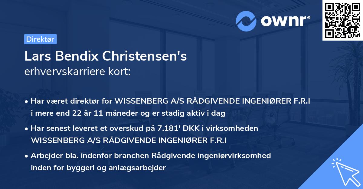 Lars Bendix Christensen's erhvervskarriere kort