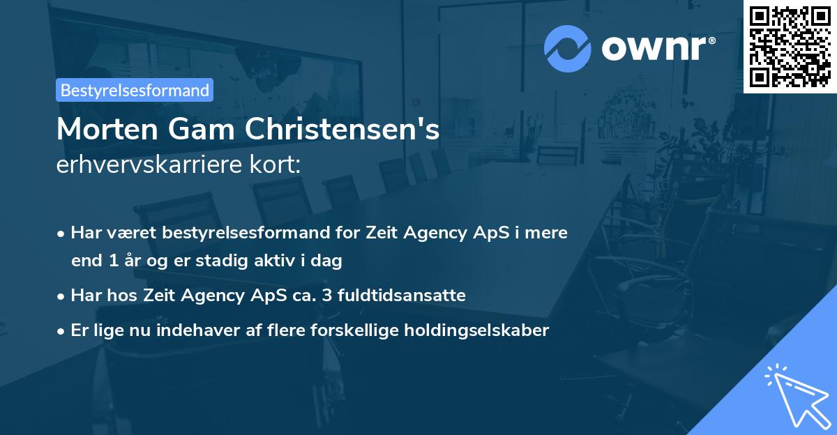 Morten Gam Christensen's erhvervskarriere kort