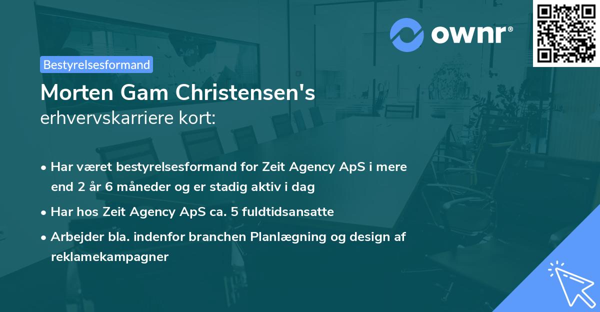 Morten Gam Christensen's erhvervskarriere kort