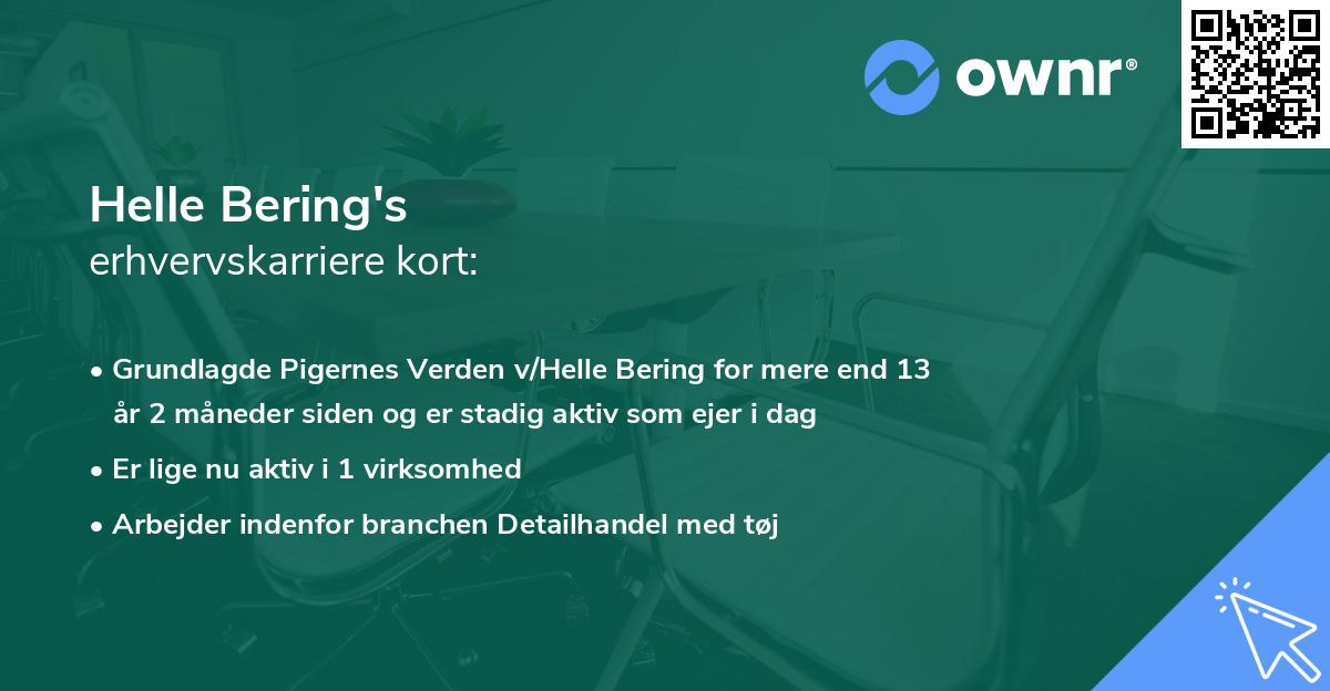 Helle Bering's erhvervskarriere kort