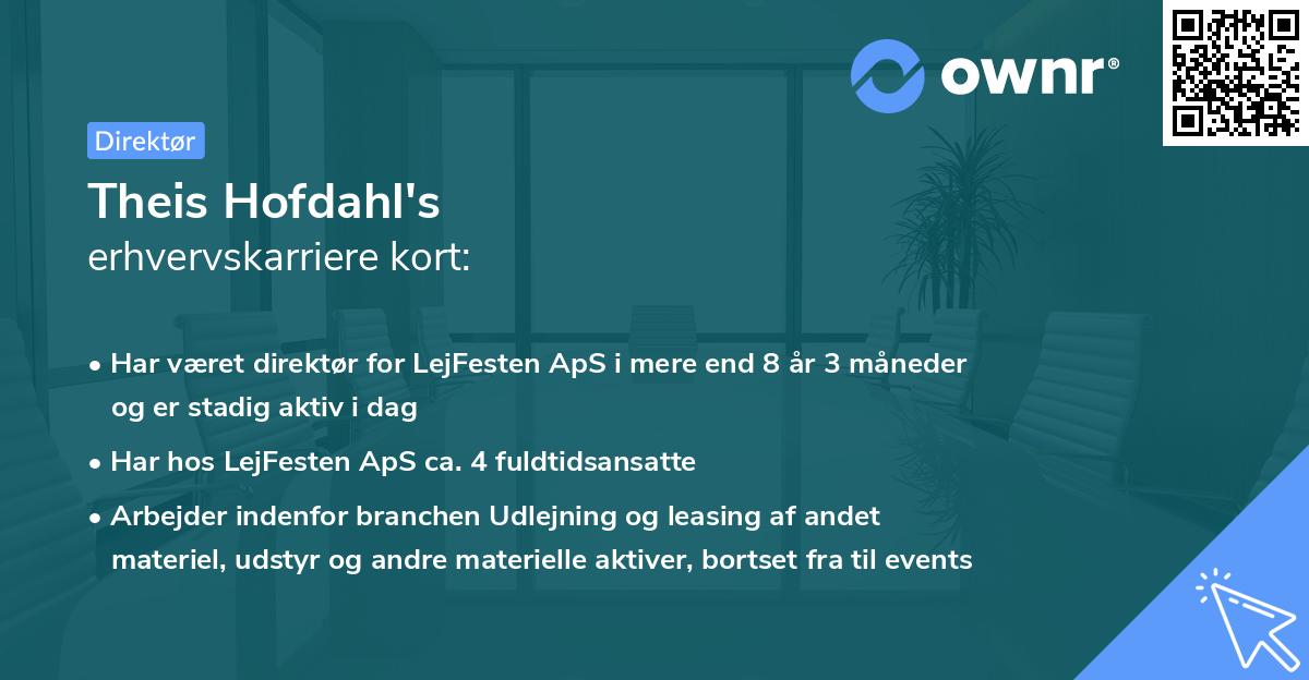 Theis Hofdahl's erhvervskarriere kort