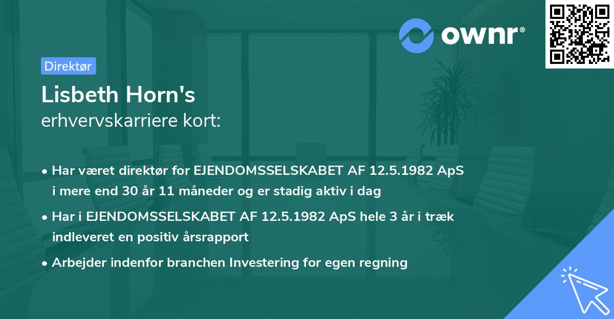 Lisbeth Horn's erhvervskarriere kort