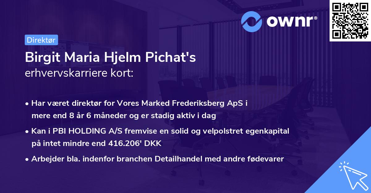 Birgit Maria Hjelm Pichat's erhvervskarriere kort