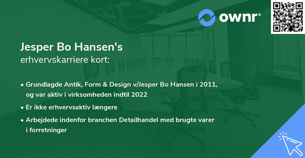Jesper Bo Hansen's erhvervskarriere kort