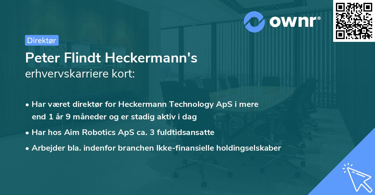Peter Flindt Heckermann's erhvervskarriere kort