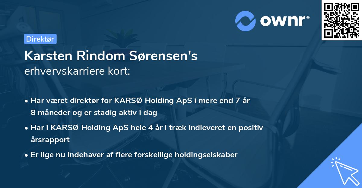 Karsten Rindom Sørensen's erhvervskarriere kort