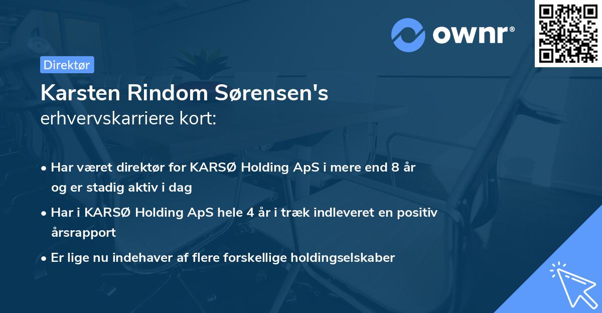 Karsten Rindom Sørensen's erhvervskarriere kort