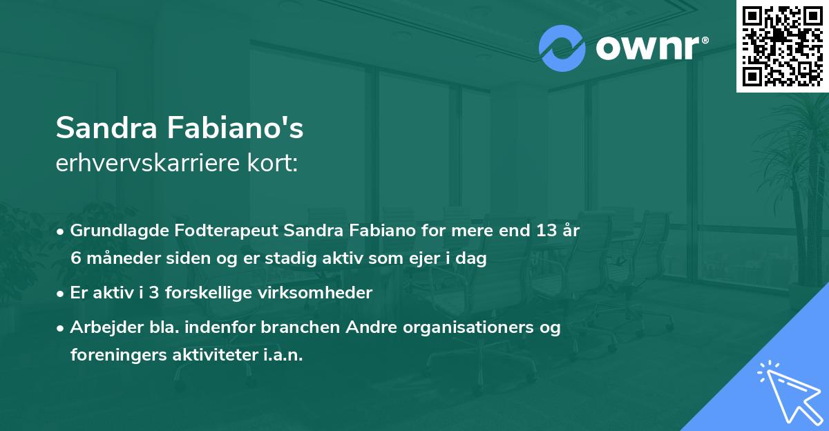 Sandra Fabiano's erhvervskarriere kort