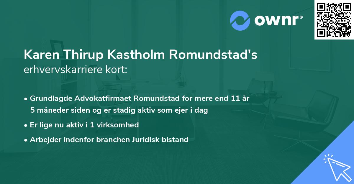 Karen Thirup Kastholm Romundstad's erhvervskarriere kort