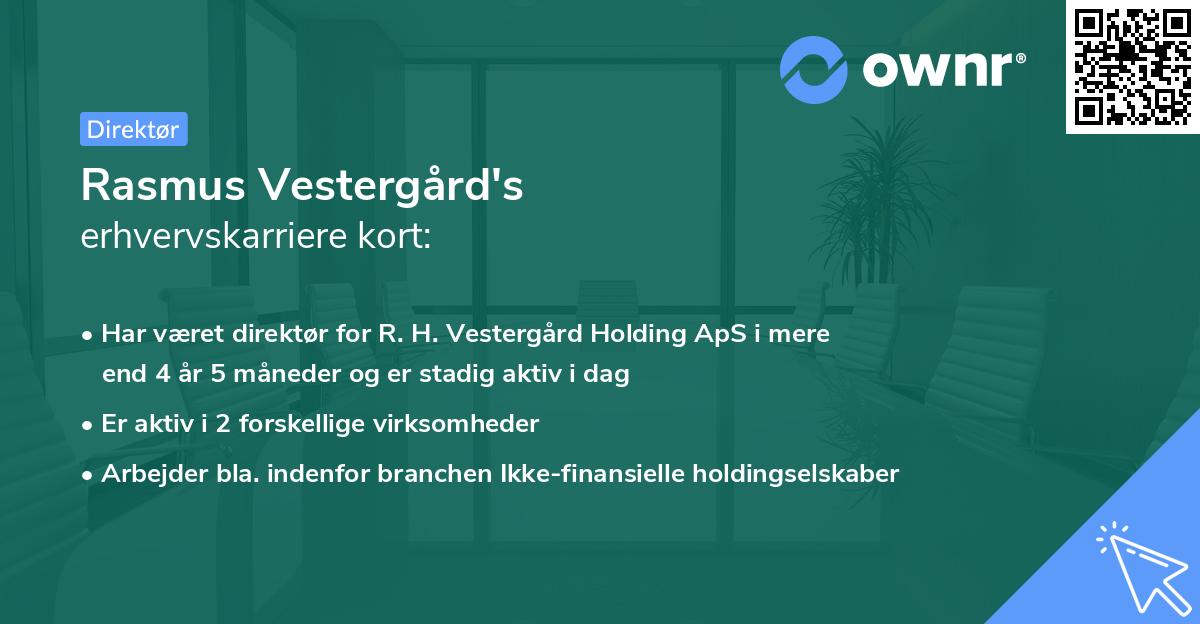 Rasmus Vestergård's erhvervskarriere kort