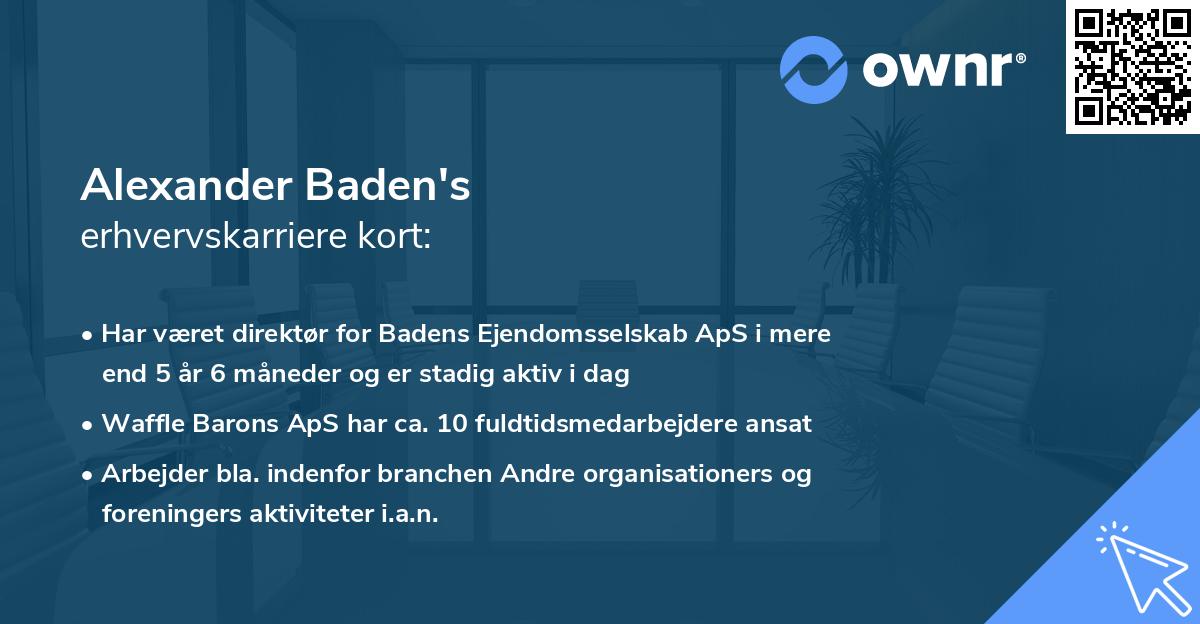 Alexander Baden's erhvervskarriere kort